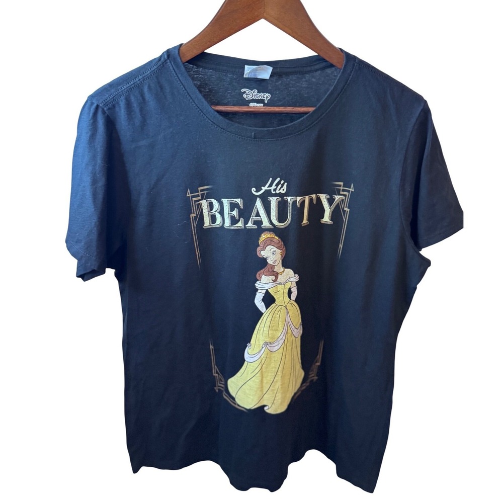 SALE Disney Beauty &  the Beast Belle His Beauty Black Graphic T-Shirt Size XL